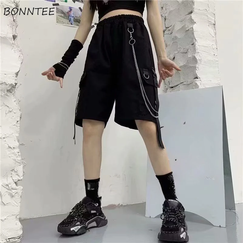 Shorts Women Couples Cool All-match Korean Fashion Streetwear High Waist Hipster Hip-hop Leisure Daily Popular Summer Harajuku