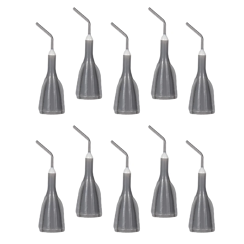 10pcs Disposable Dental Delivery Tips Grey Tip 20G Flow Composite Resin Conveyor Flowable for Dental Procedures