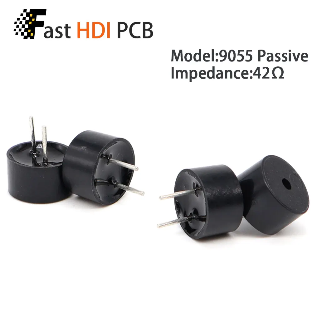 초소형 압전 버저 직경 9mm (KC 시리즈) - 옵션 5.5Ω/16Ω/42Ω - 고온 내성 친환경, 일체형 설계