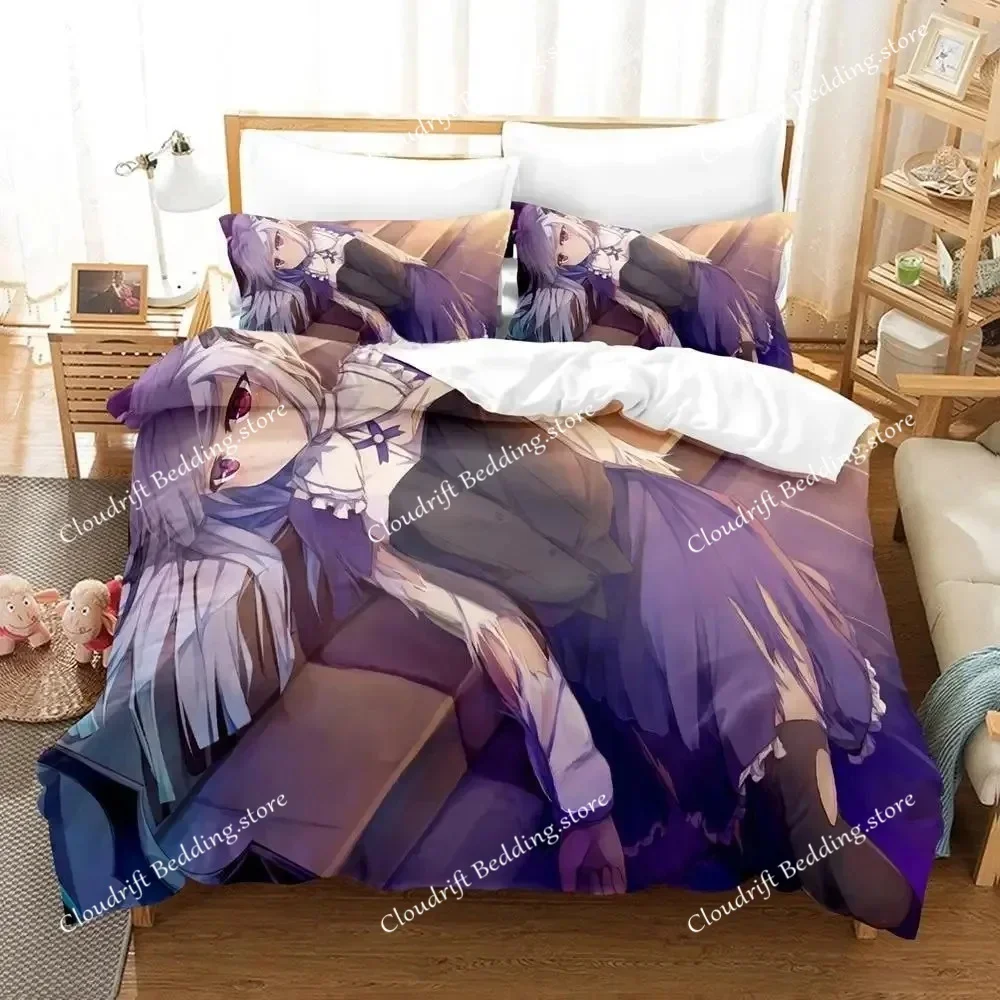 

Kawaii Anime Absolute Duo Bedding Set Duvet Cover Comforter Bed Set Quilt Cover Pillowcase King Queen Twin Size Boys Girl Adult0