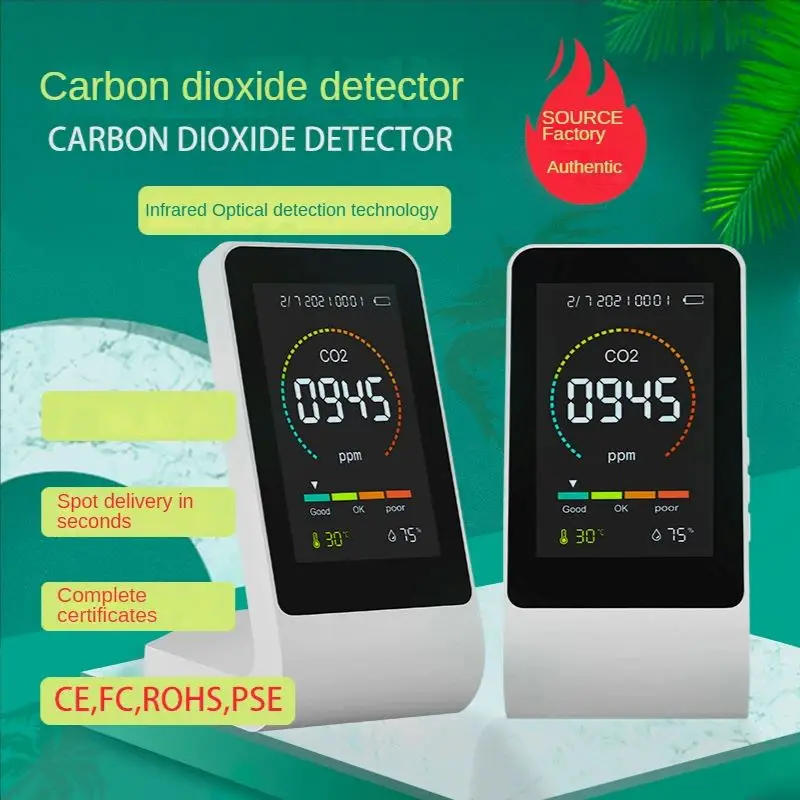 

5-in-1 CO2 detector Portable VOC CO2 PM Formaldehyde concentration air quality detector