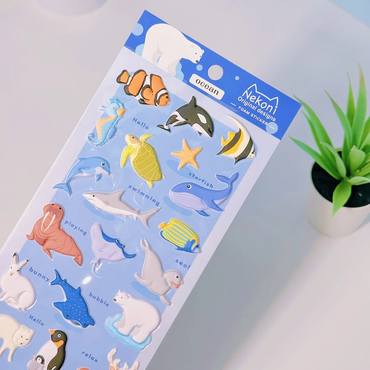 Korean Import Original NEKONI Penguin Dinosaur Ocean Animals 3D Stickers Scrapbooking Diy Journal Cute Stationery Sticker