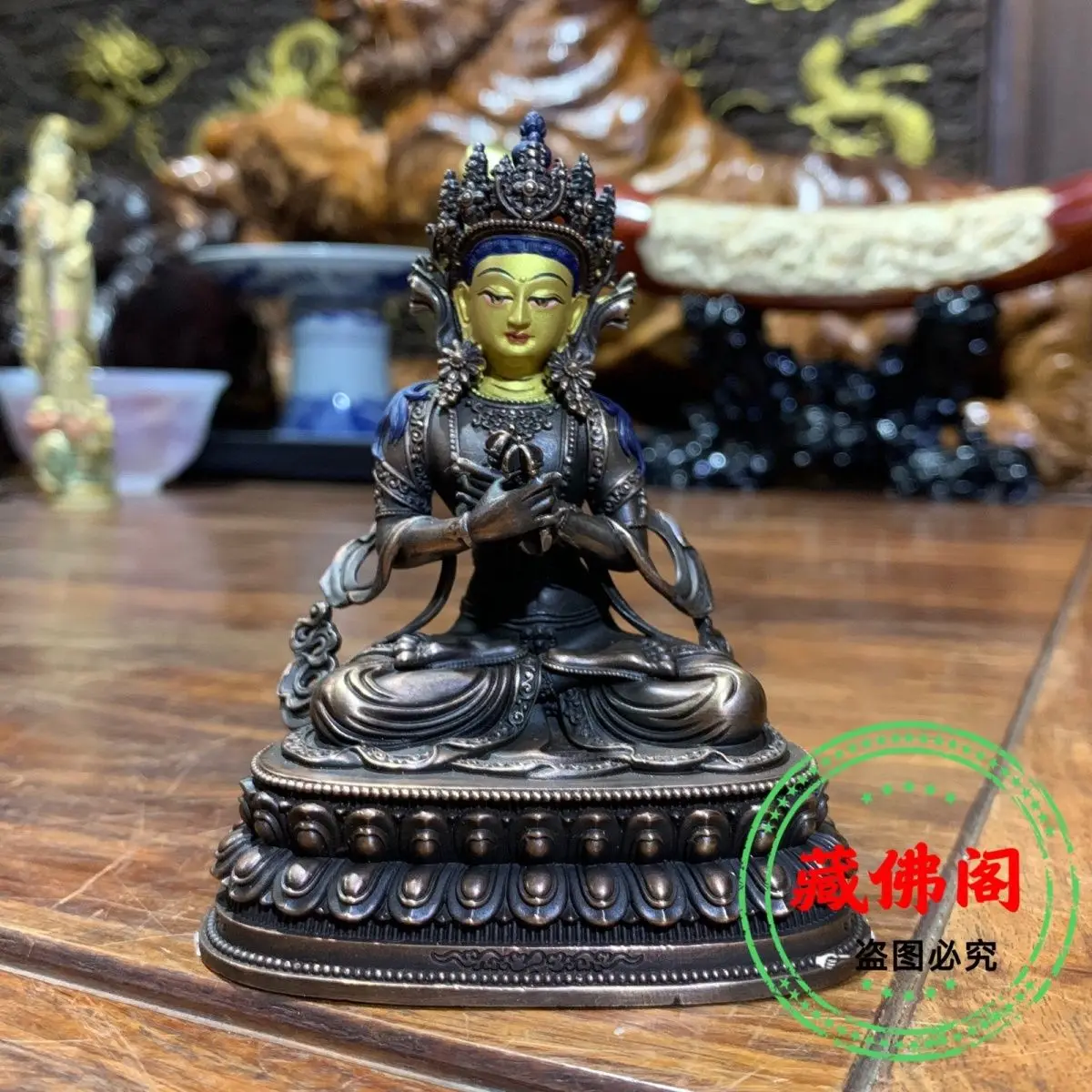 10 cm King Kong always holds pure copper Seiko Tibetan household bronze statue Buddha statue bronze ornaments Buddhist temple 3