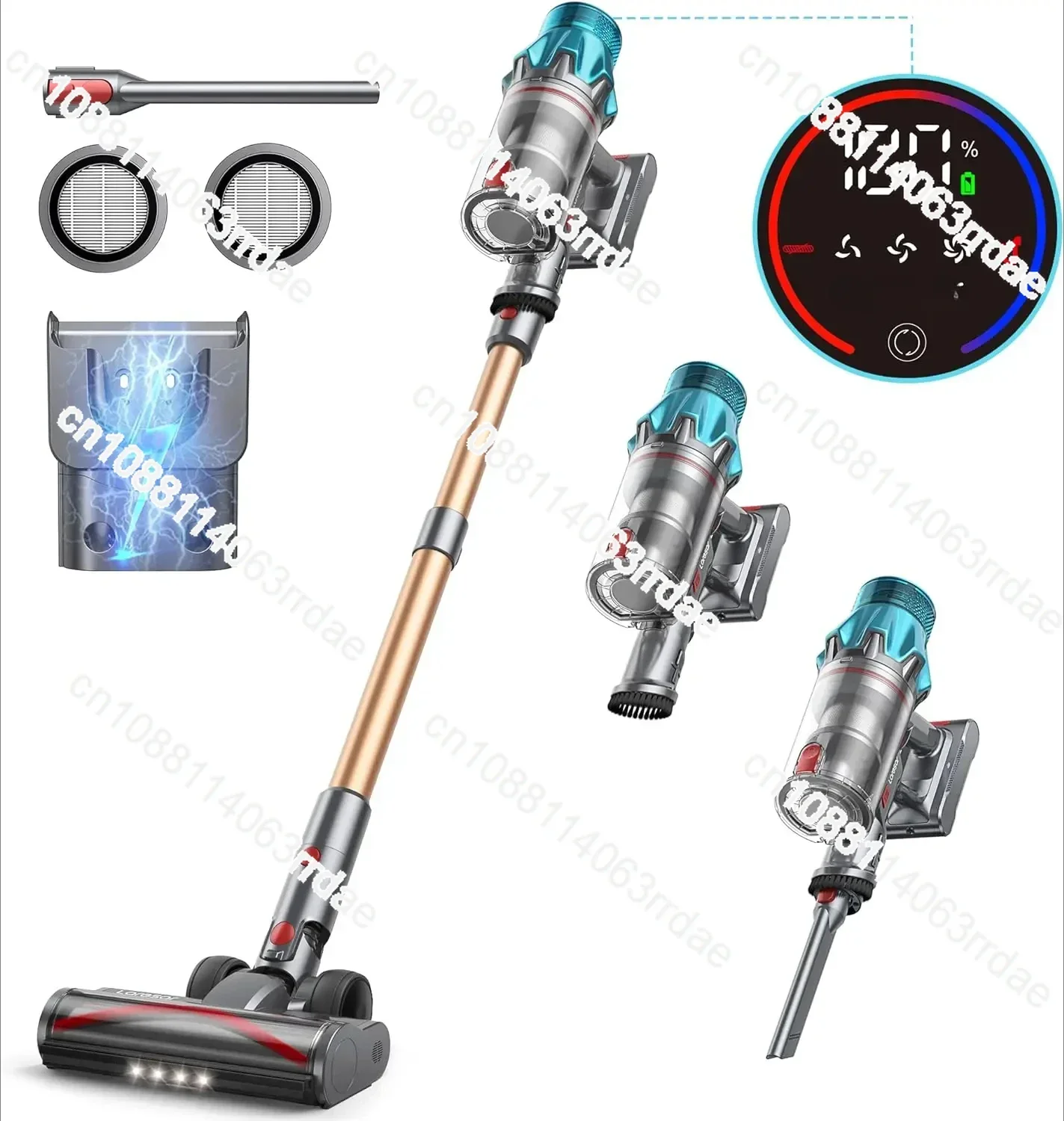 Laresar Ultra 7 Upright Handheld Vacuums 3 Speed Mode Stick Vacuum With LED Light and HEAP Filter