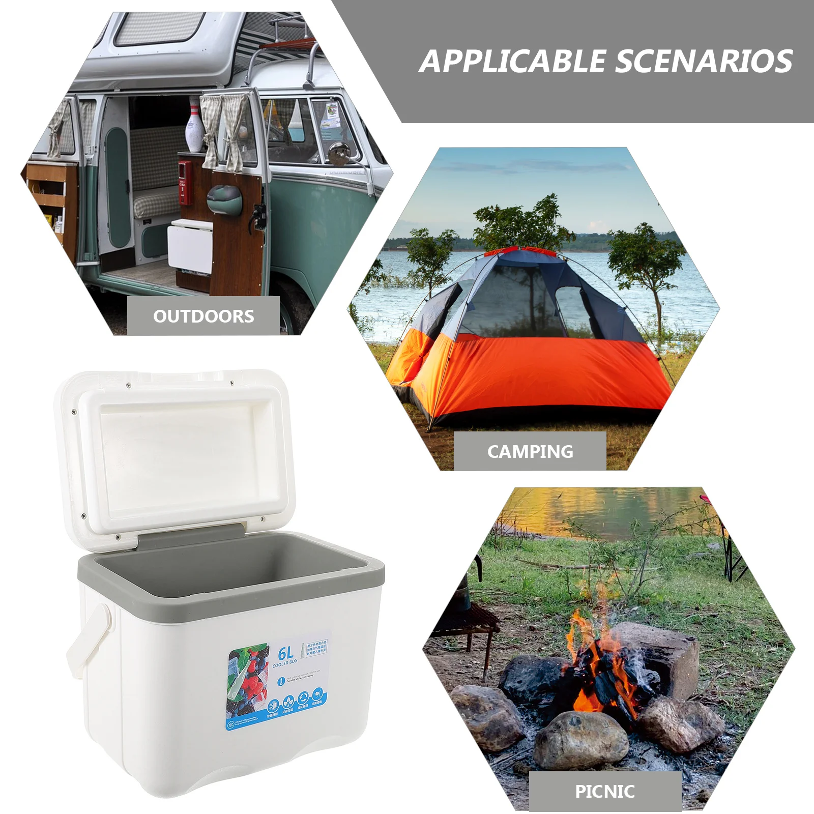 سلة تبريد خارجية للمركبات صندوق الغداء برودة سعة كبيرة معدات التخييم حاوية حرارية مقبض محمول صندوق طعام للنزهة