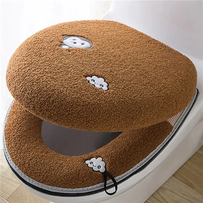 Winter Toilet Seat Cover Home Use Thickened Toilet Seat Cushion and Toilet Cover Two Piece Toilet Seat Cushion Set