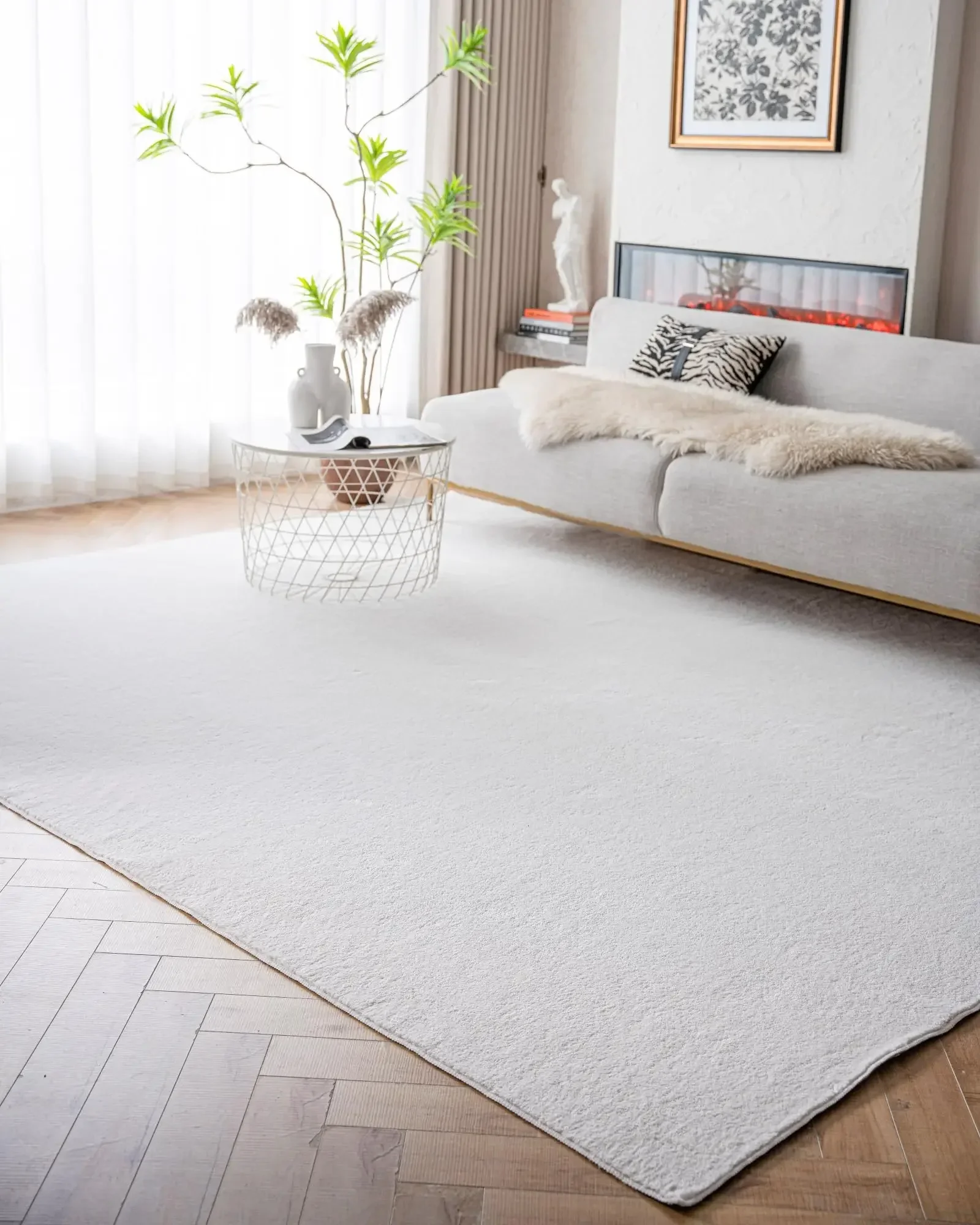 LIVEBOX Large Area Rug 6x9 Feet, Soft White Rugs for Living Room Bedroom, Washable Fluffy Rug Carpet for Girls Boys, Non Slip S