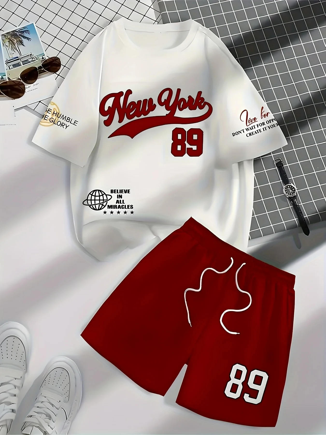 Stylish summer T-shirts and shorts for kids, adults,and men,featuring