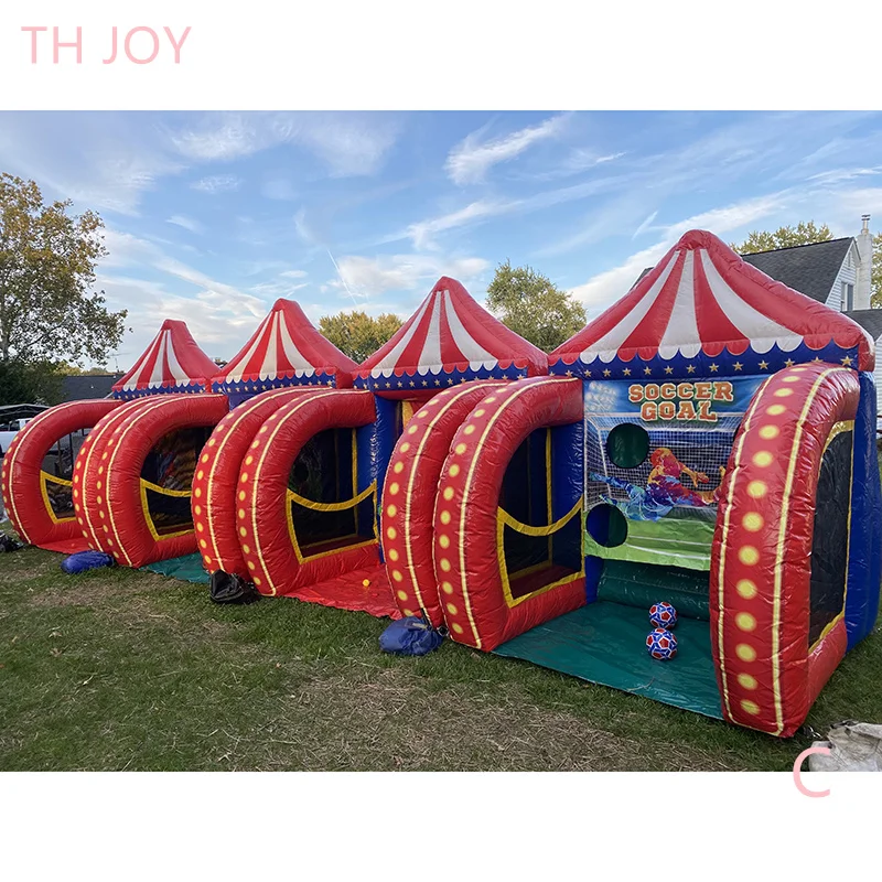 4 in 1 inflatable carnival games,2024 newest carnival games soccer dart knock down bundle for party