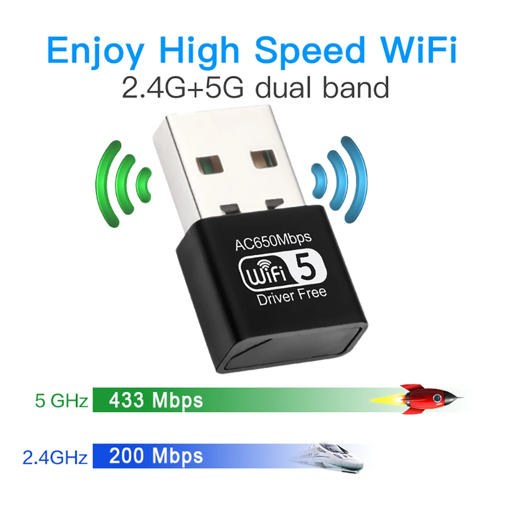 650Mbps USB Wifi Adapter Wireless Ethernet Network Card Dual Band 2.4G 5Ghz WiFi Lan Adaptador USB 2.0 Dongle For PC Driver Free