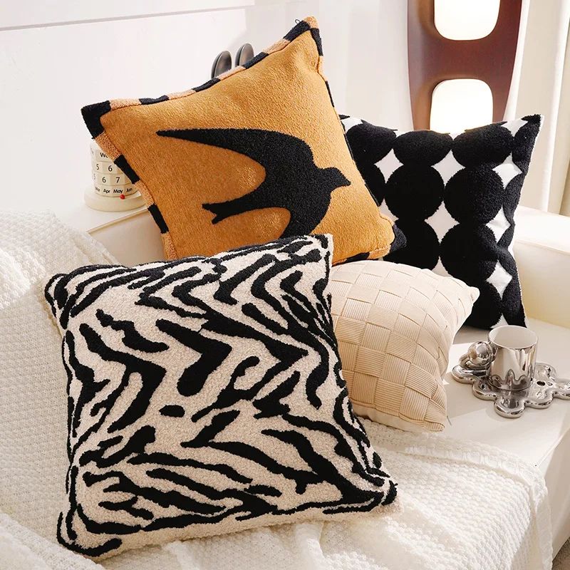 30X50/45X45CM Brown Light Luxury Throw Pillow Cover Geometry Stamping Waist Cushion Cover Decor Home Decorative Pillowcase