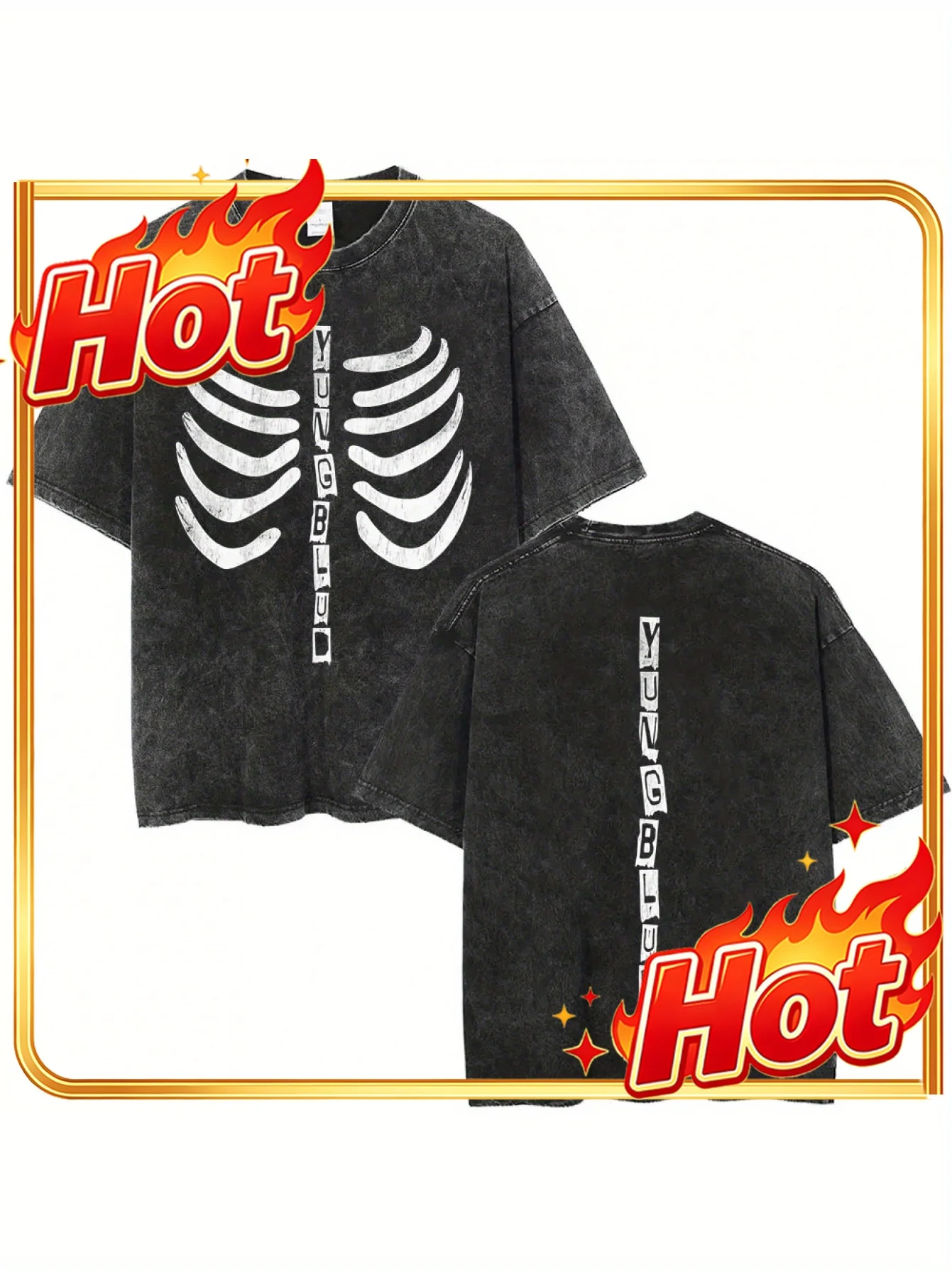 Custom New Arrival Mens Clothes Tee Shirt Homme Graphic T-Shirts Men Tshirt For Men Ropa Hombre Washed Vintage Yungblud Skeleton