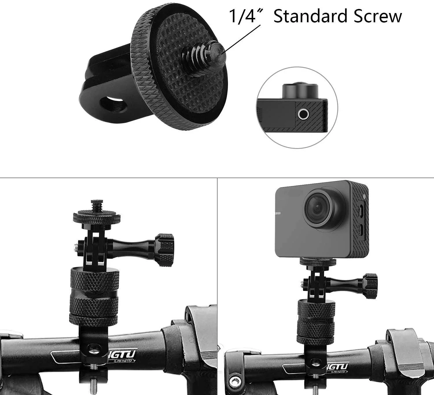 Bike Mount Camera Handlebar 360 Degree Rotation Bike Camera Mount for Mountain Bicycle/Motorcycle for Gopro Hero 10 9/8/7/6/5