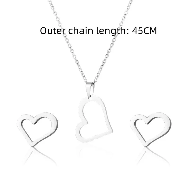 Stainless Steel Pendant Charm earring Necklace Set Women Mother Day Love Heart Gifts Mom Necklace Jewelry Bijoux TZ309