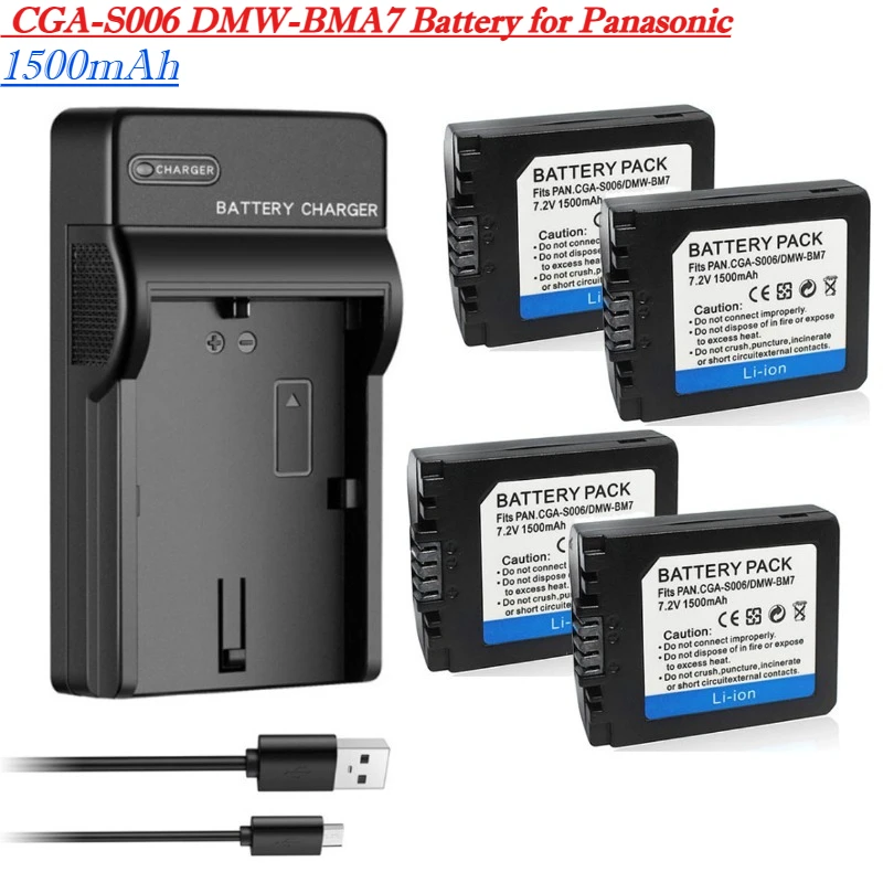 Batería de 1500mAh CGA-S006 CGR-S006E DMW-BMA7 para Panasonic Lumix DMC FZ-18 DMC-FZ7 DMC-FZ8 DMC-FZ28 DMC-FZ30 FZ35 FZ38