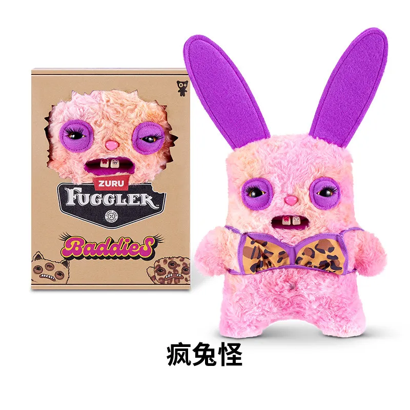 Original Zuru Fuggler Baddies Serie Lustiges Hasen-Monster Plüschtier Leopardenmuster Langohriges Weiches Stofftier Niedliches Sammlerstück Geschenk – Detail 2