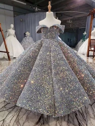 Vestidos de niña de flores personalizados, bola de lentejuelas brillantes con cuentas, fiesta de princesa, desfile para niños, vestidos de primera comunión