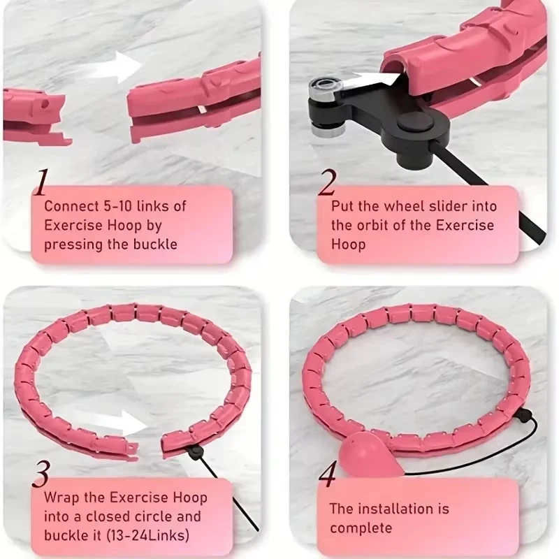 Weighted Exercise Circle for Adults Weight Loss Hoop Fitness, Include 32 Detachable Links and Waist Trainer for Women