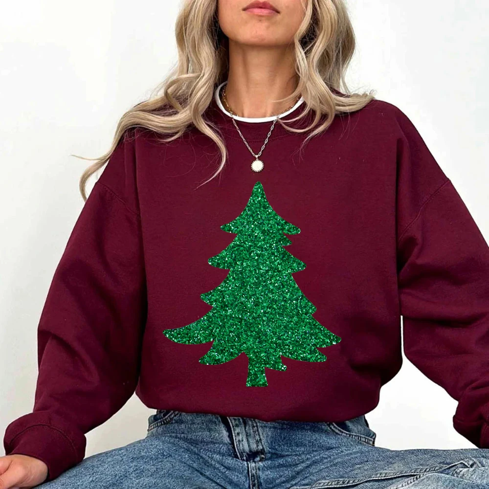 Sparkly Glitter Weihnachtsbaum Hoodie Farben Weihnachten Damen Kleidung Glitzer Baum Damen Kleidung Sparkly Tree Sweatshirt Damen