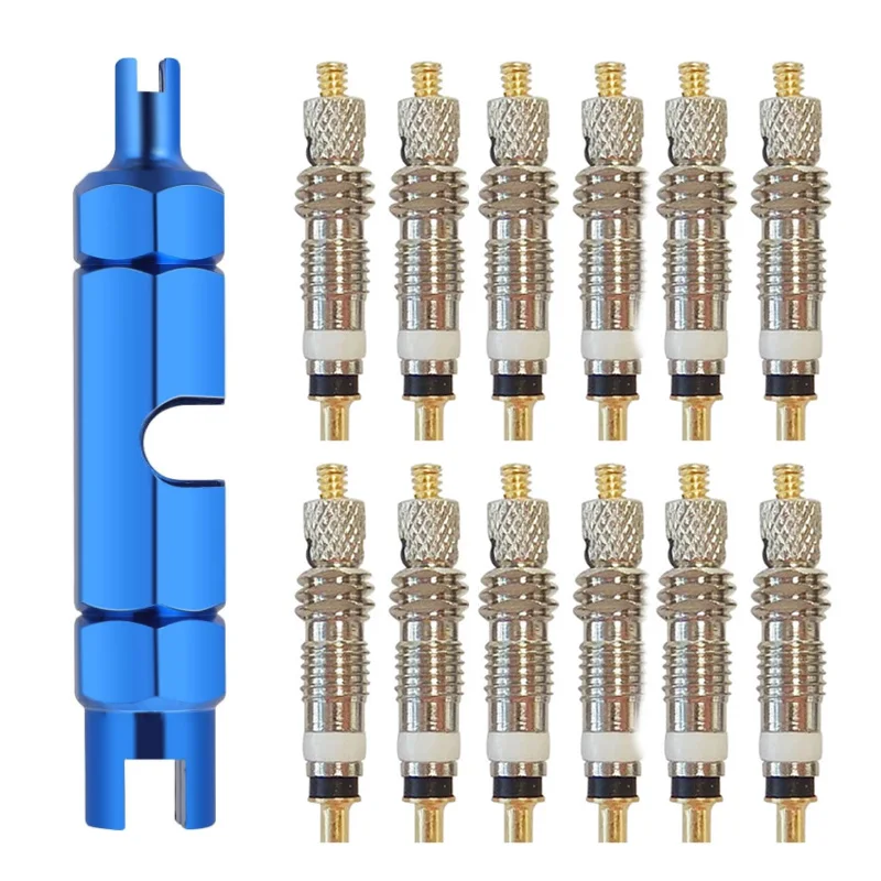 6/12PCS Fahrrad Presta Ventil Core Remover Set Messing Ersatz Werkzeug für Tubeless Reifen Kompatibel mit Rennrad MTB Fahrräder