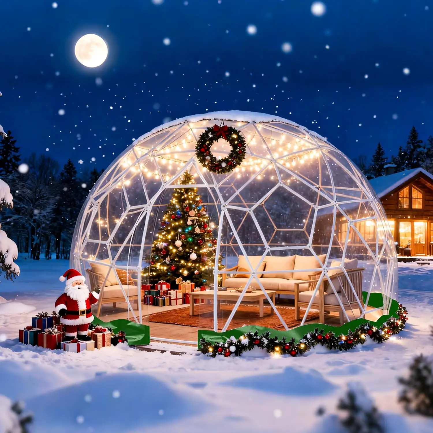 12.5FT Geodesic Dome Tent, TPU Clear Greenhouse, 1.5MM PC Frame, Waterproof Bubble House with Vent Window for Patio, Customized