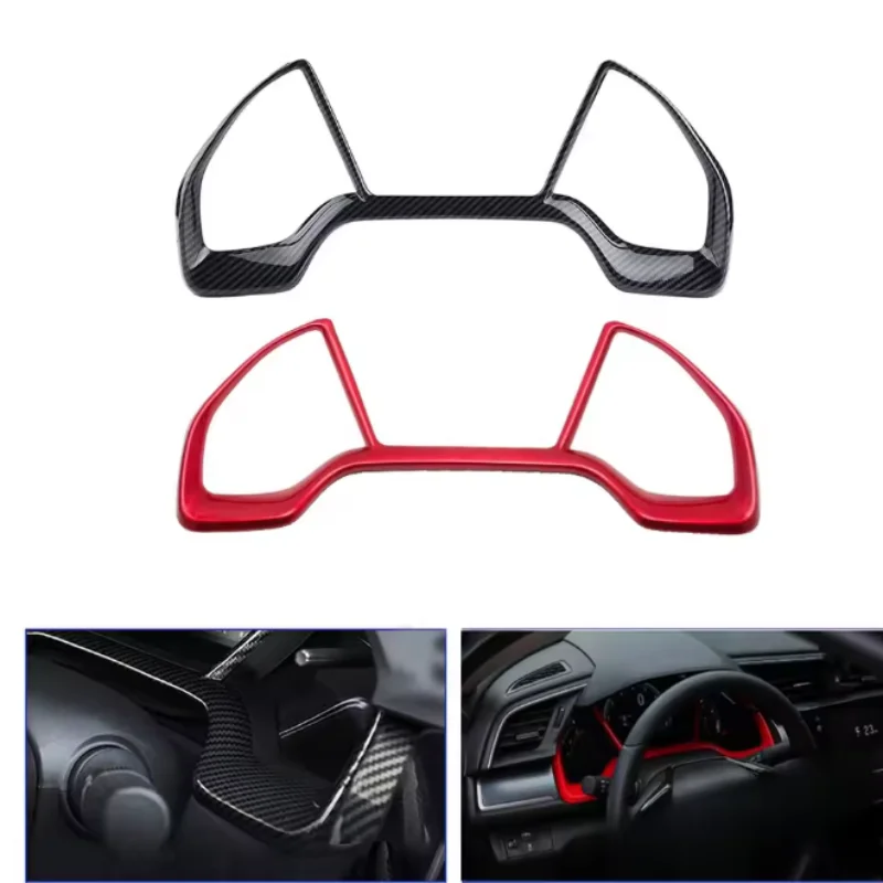 ABS Carbon Fiber Car Dashboard Cover Trim Frame LHD For Honda For Civic 10th Gen 2016-2021 Car Accessories