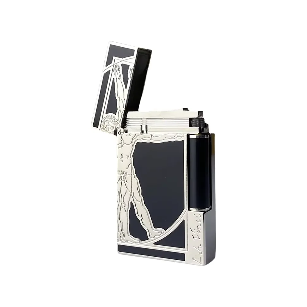 Commemorative Edition Luxury Butane Lighter Single & Double Flame Ping Sound Natural Paint Cigarette Smoker 18065