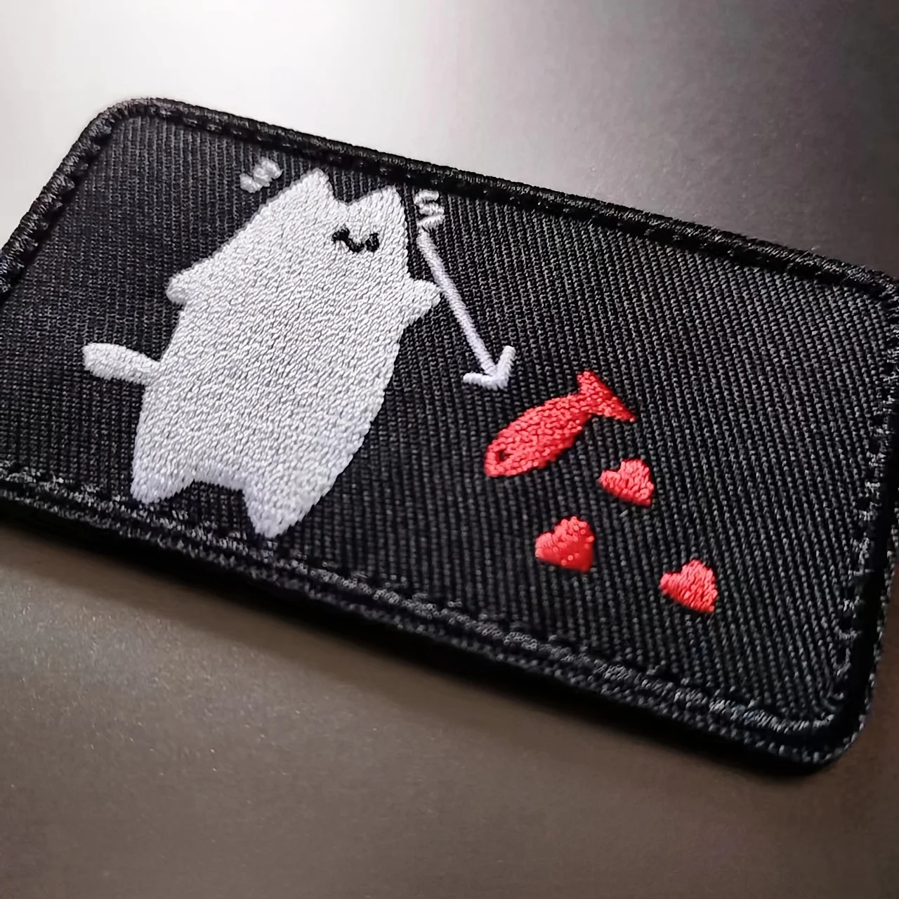 Blackbeard Pirate Cat Forking Fish  Patch Fun Meme Hook & Loop Fastener Military Tactical Badge for Molle Backpack