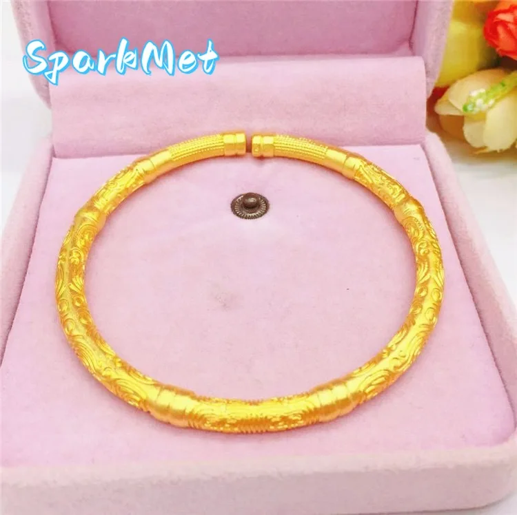 

Sparkmet 24K genuine gold bracelet 9999 Niche premium twisted pull semi set sand semi gloss twisted bracelet, suitable for women