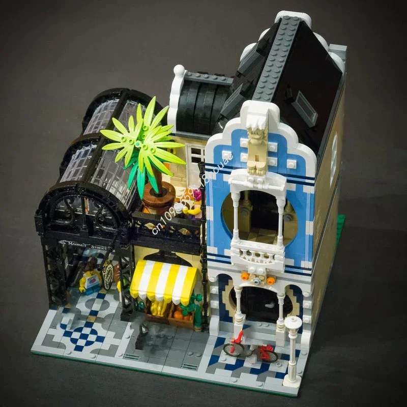 MOC-bloques de construcción modulares personalizados con vista a la calle, arte de construcción, modelo de mercado de calle, montaje creativo, ladrillos, juguetes de regalo para niños