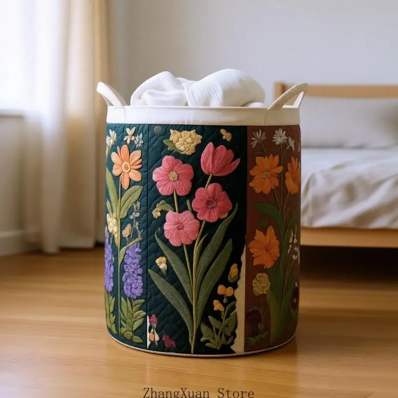 Eleganter Schmutzwäsche-Organizer mit Blumenmuster und stabilen Griffen, waschbar, 3 x – Detail 10