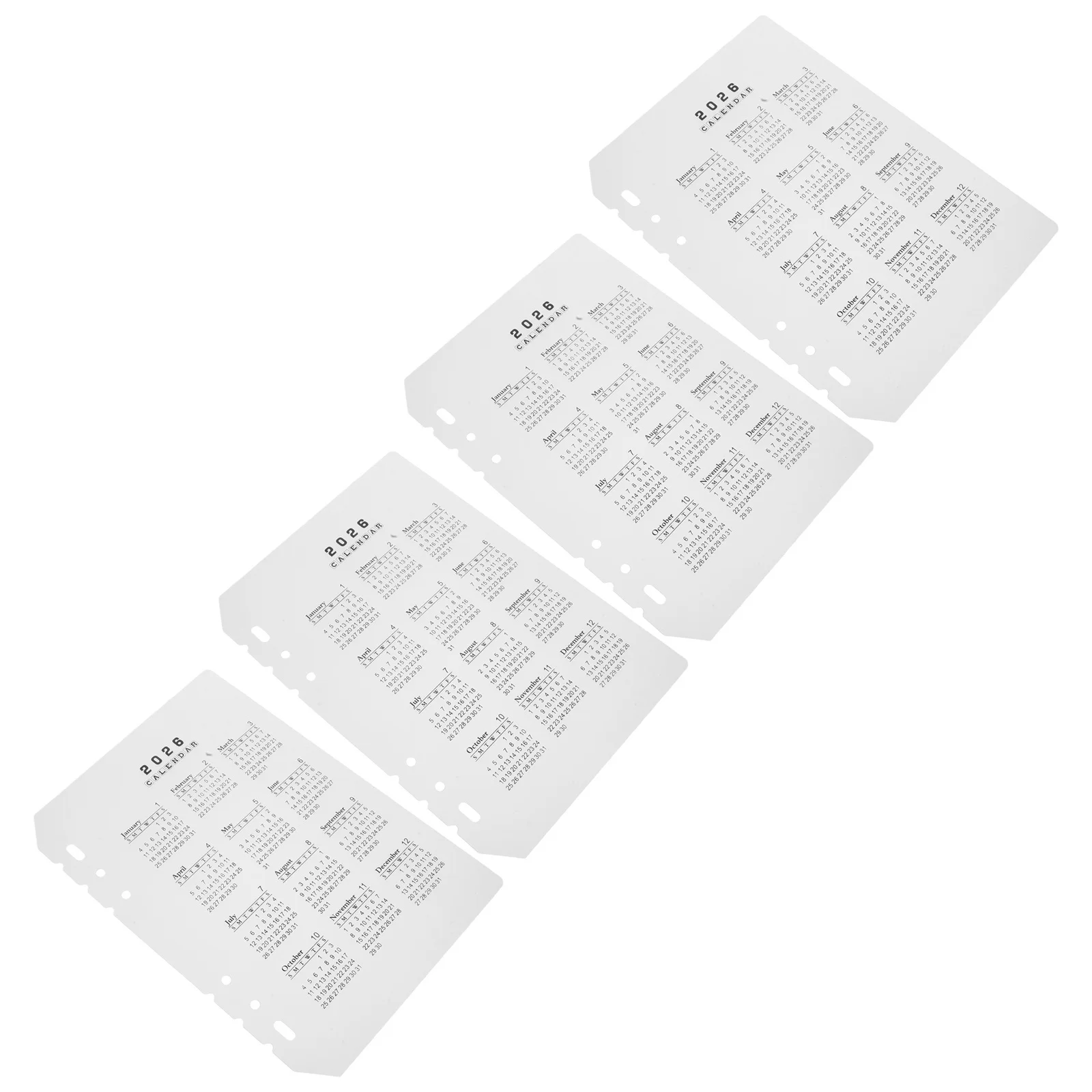 

4pcs A5 Frosted Plastic Dividers 6-Hole Refillable Binder Inserts For Monthly Planner 2026 Diy Organization Supplies Plastic
