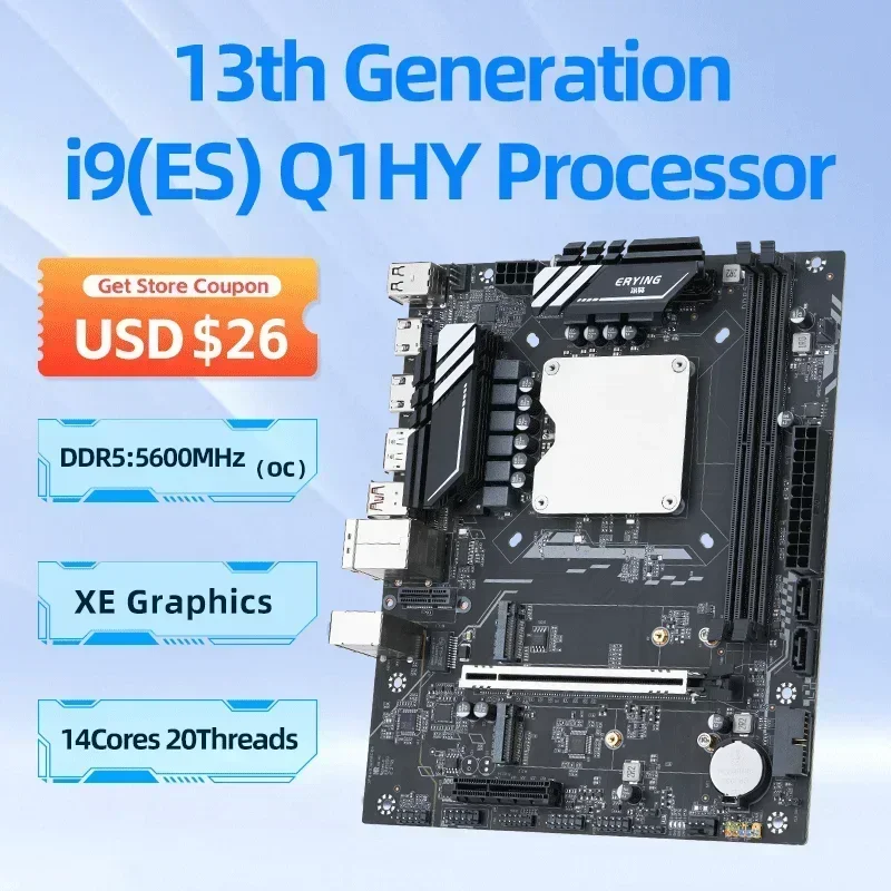 DIY Gaming Computer Motherboard with Onboard 13th Kit Interposer Core CPU Q1HY ES 0000(Refer to i9 13900HK)14C20T DDR5 Desktops