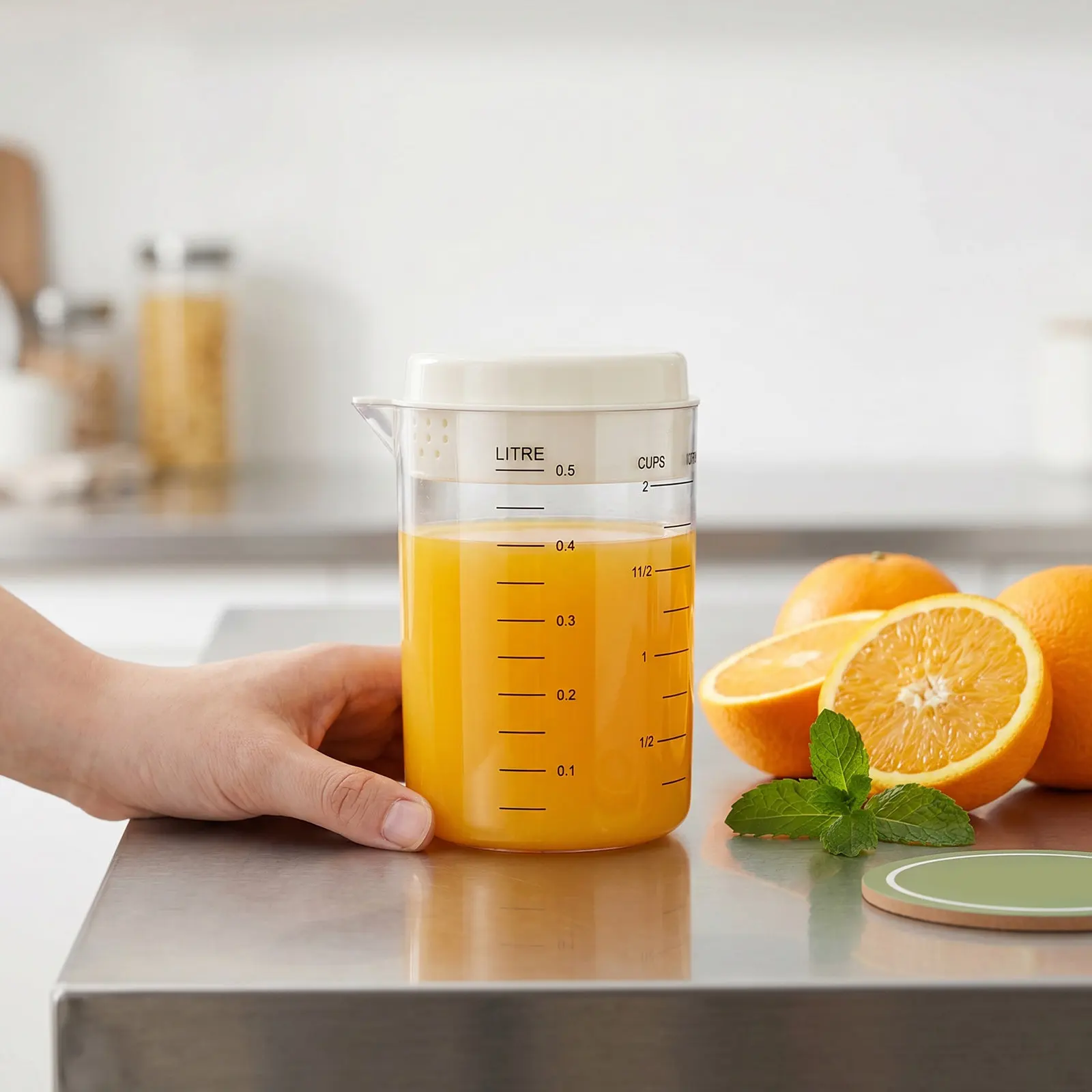 Clear Measuring Cup with Lid Graduated Liquid Measure for Baking Cooking Beverages and Kitchen Use