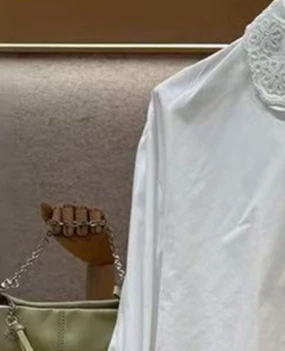 

Women's White Long Sleeve Shirt Beaded Removable Collar Office Ladies Elegant Tops