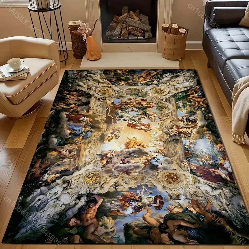 Multiple sizes Mythological Ceiling Art Carpet for Living Room Bedroom Sofa Home Decor Rus Non-slip Floor Mat Luxury Gift