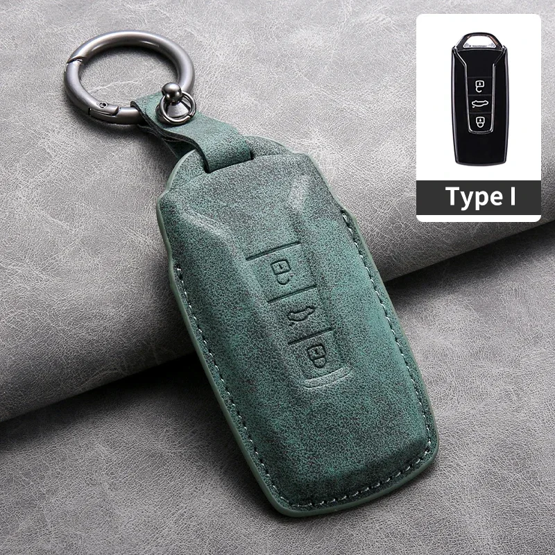 Car Key Case Cover for VW Volkswagen Touareg 2019 2020 2021 2022 2023 Leather Car Key Protection Shell