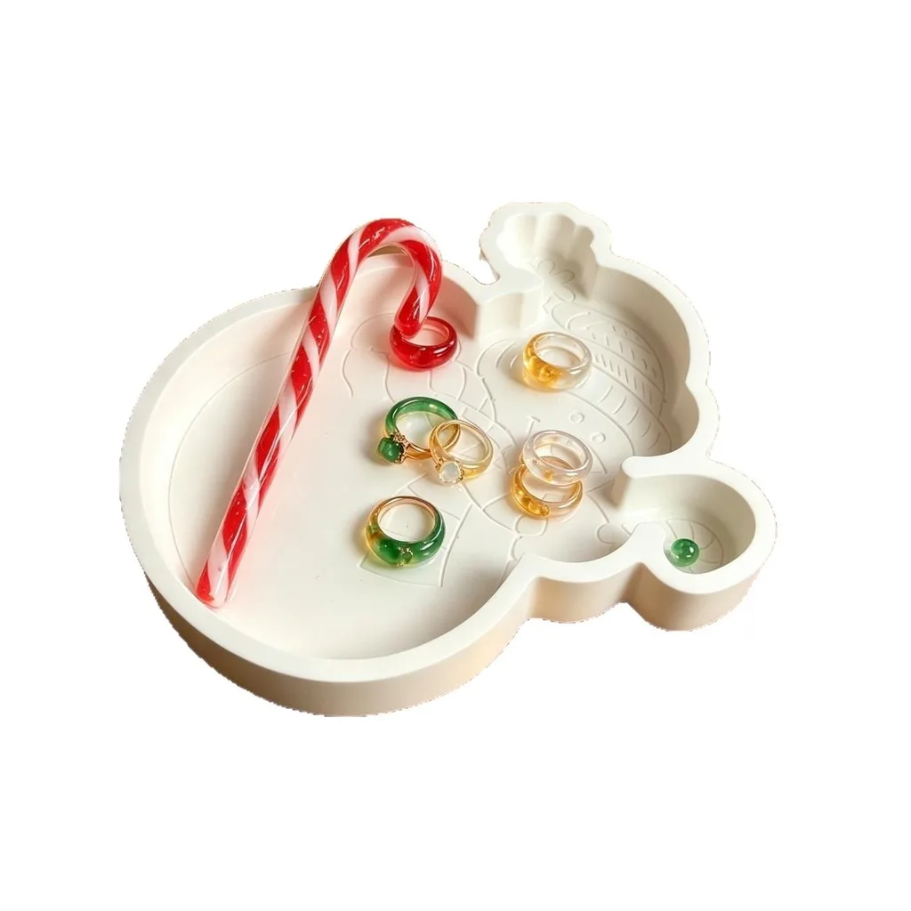 Decorative Tray Mold Reinforced Plaster Craft Mold Snowman Tray Mold Decorative For Small Item Organizer Tabletop Display