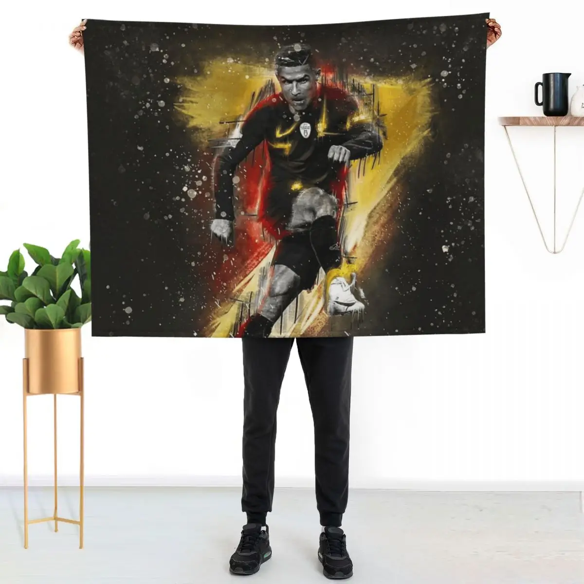 Cristiano Illustration Throw Blanket Weighted Soft Big Flannel Sofas Blankets Sofas Of Decoration Sofa Throw Blankets