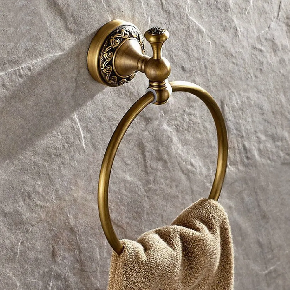 Antique Brass Bathroom Wall Mounted Towel Ring Holder aba489