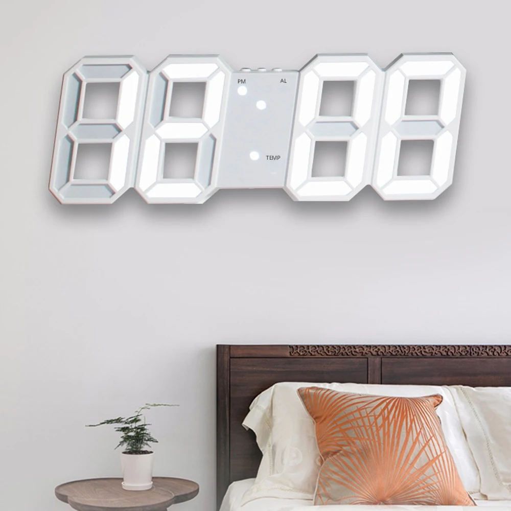 1PC 3d Digital Clock Creative Gift Multi-Functional Electronic Clock For Students With Large Screen Wall Mounted Clock