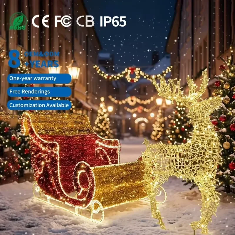 IP65 Rated Iron Halloween Multi-color Reindeer LED Motif Light Rope Lamp Outdoor Waterproof Garden Street Landscape Lighting