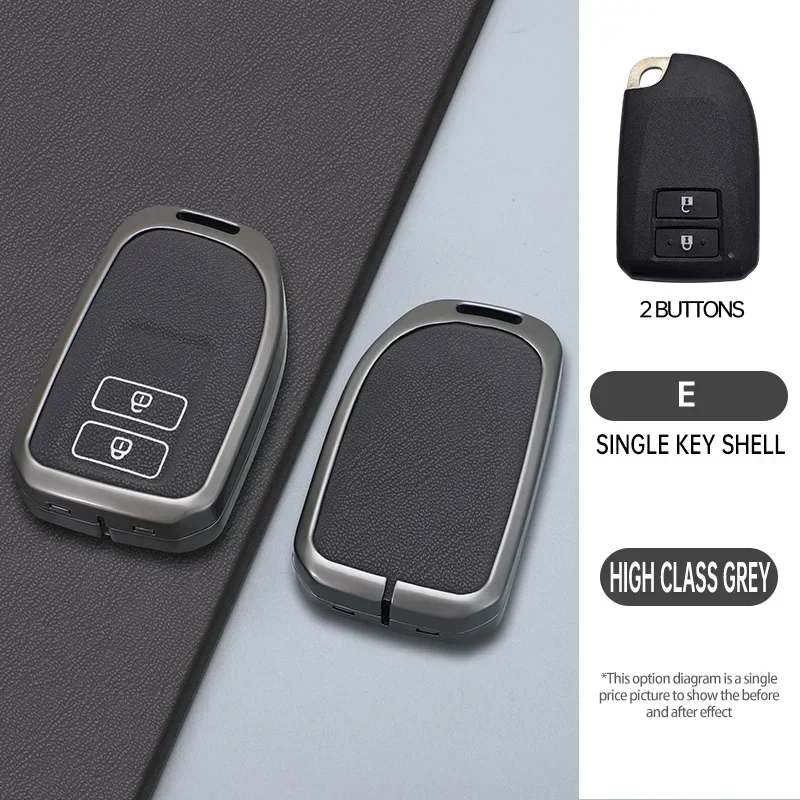 

Zinc Alloy + Leather For Toyota Prado Yaris Vios Previa Protector Shell Keyless Auto Accessories 2 3 Buttons Car Key Case Cover