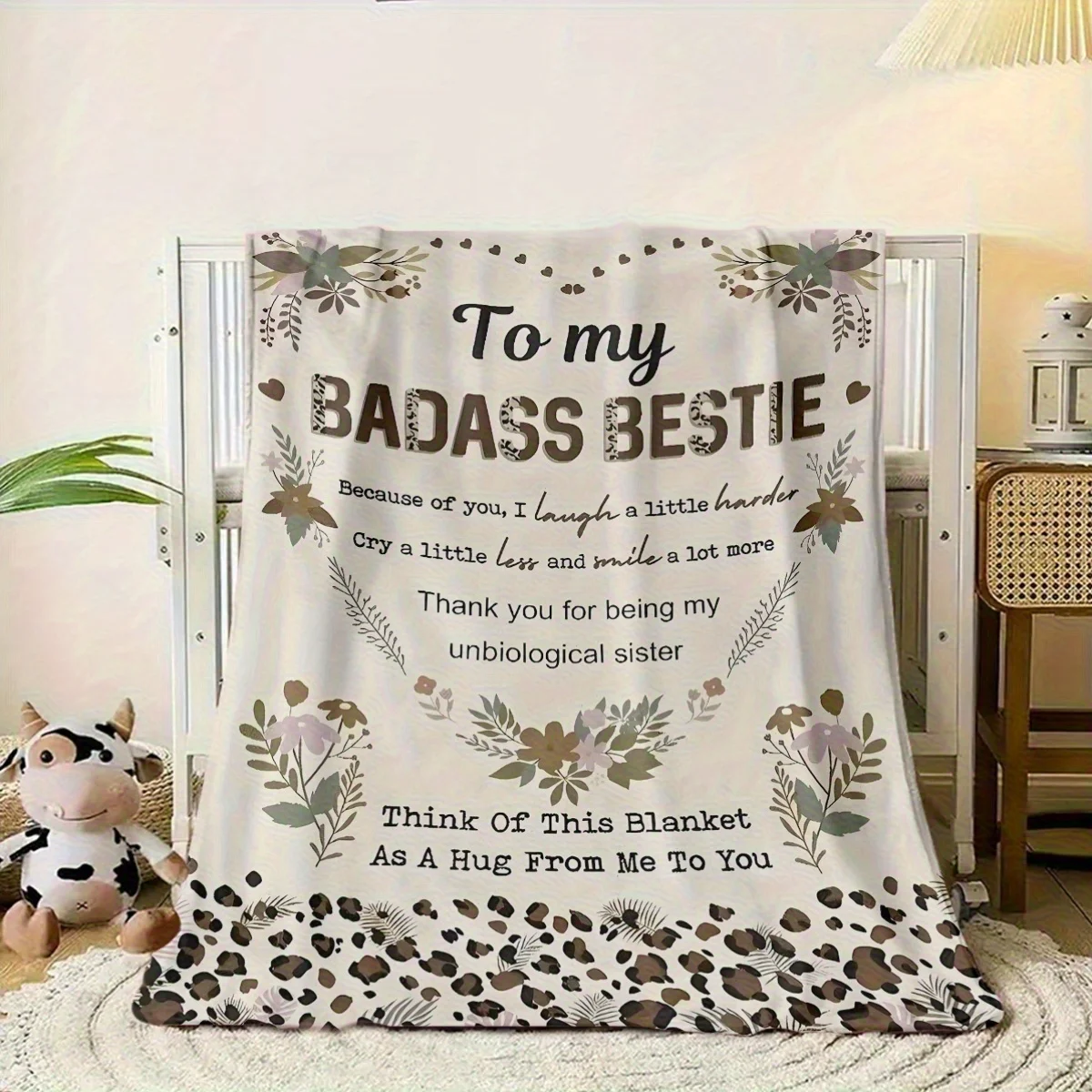 Best Friend Throw Blanket for Bestie Friendship Gift Flannel Cozy Plush Polyester Decor Keepsake