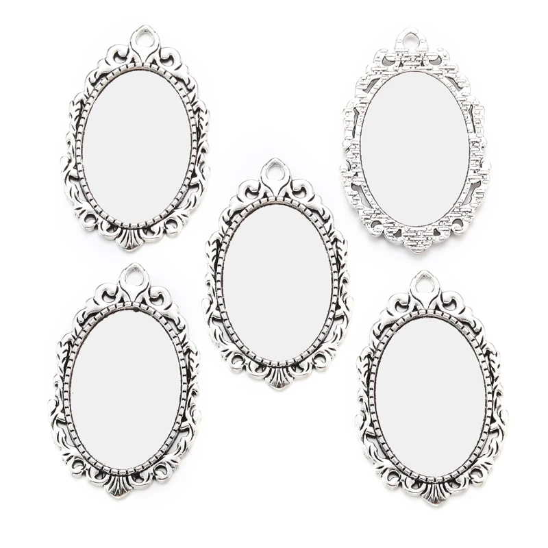 4pcs Necklace Pendant Setting Cabochon Base Tray Bezel Blank
