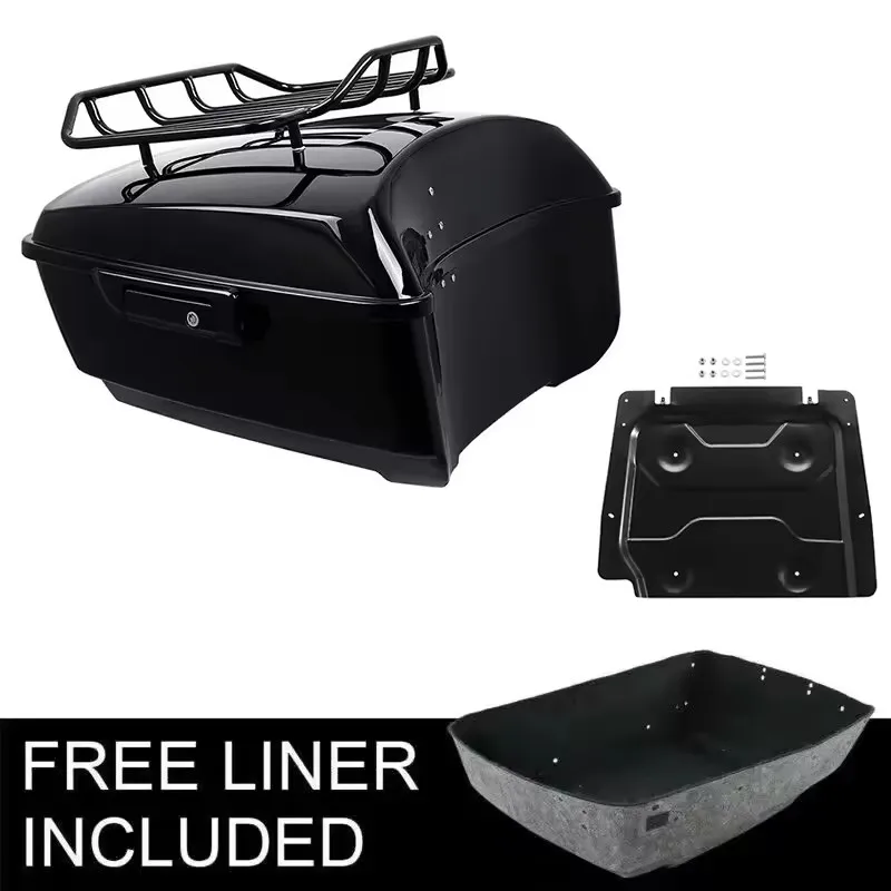 

Motorcycle Gloss Black King Pack Trunk Luggage Rack For Harley Tour Pak Touring 2014-2024