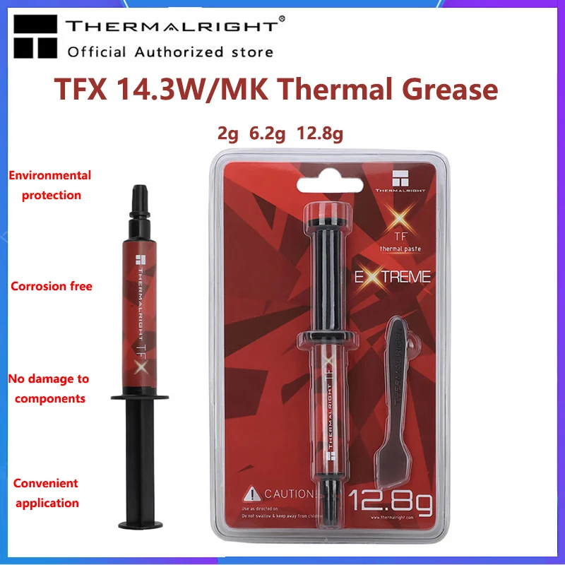 Thermalright TFX 열전도성 실리콘 그리스, 데스크탑 컴퓨터 노트북, 2g, 6.2g, 12.8g, 14.3W/mK