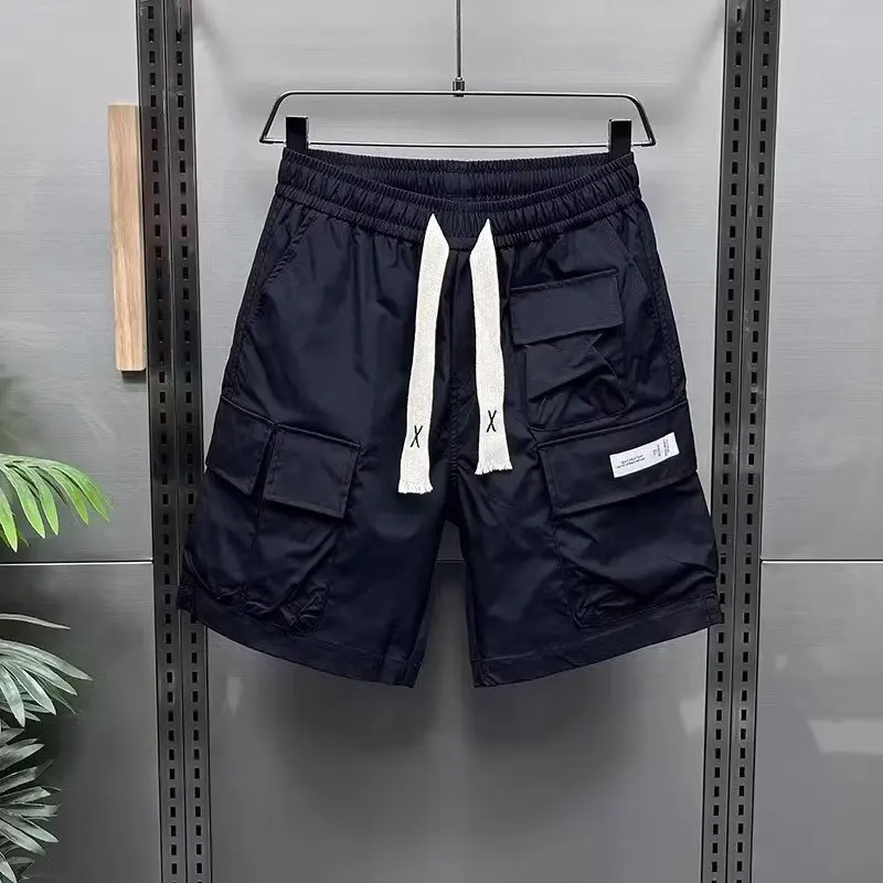 

Мужская повседневная рабочая одежда orts Qui Dry, дышащие летние брюки с прямыми штанинами, удобные свободные брюки из смеси полиэстера