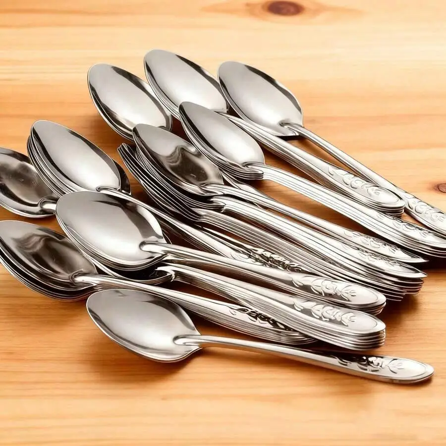 

10 Piece Stainless Steel Spoons Set 6.5 Inch Tea Dessert Tablespoon Ice Cream Spoons For Home Kitchen Restaurant