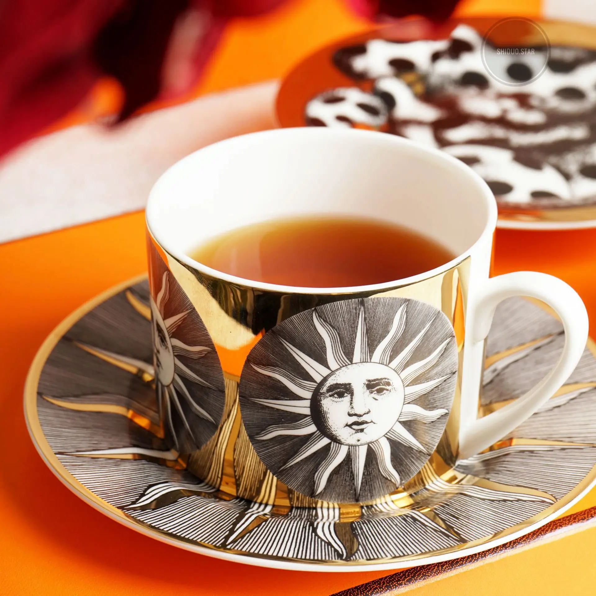 European Style Ceramic Coffee Mug With Saucer Palace Sun Cat Patten Afternoon Tea Cup Set Luxury Gift